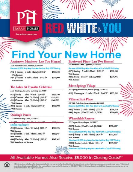 Find Your New Home- All can close by July 30th. 