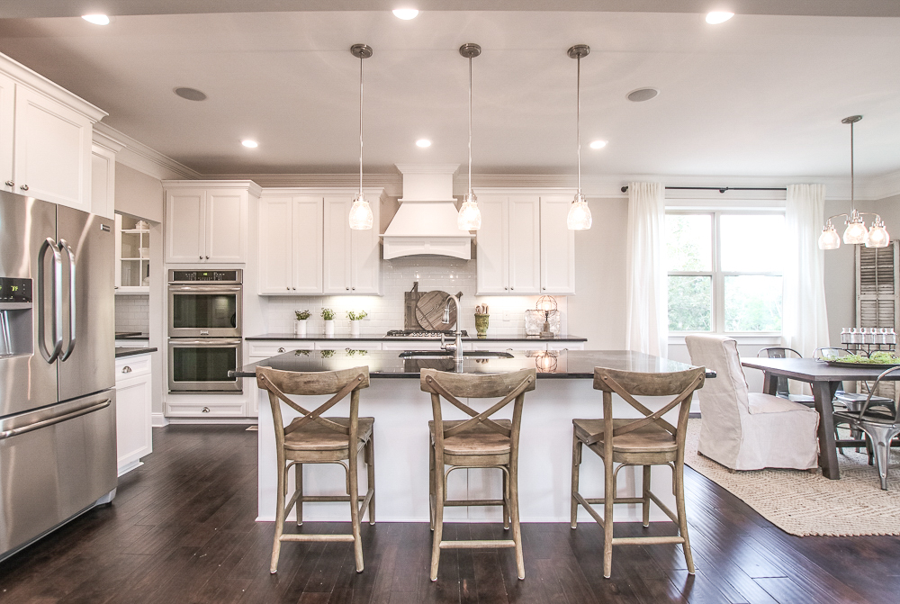 A kitchen you'll find in these new homes outside of Nashville with open floor plans