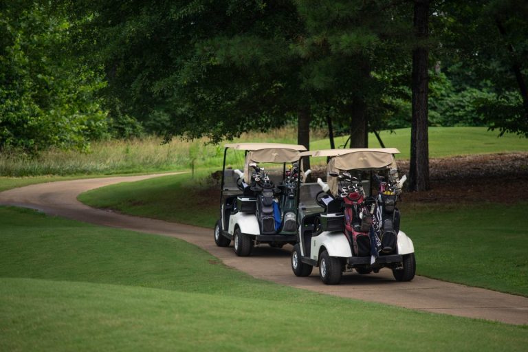  carts on the trail at the in Traditions of Braselton