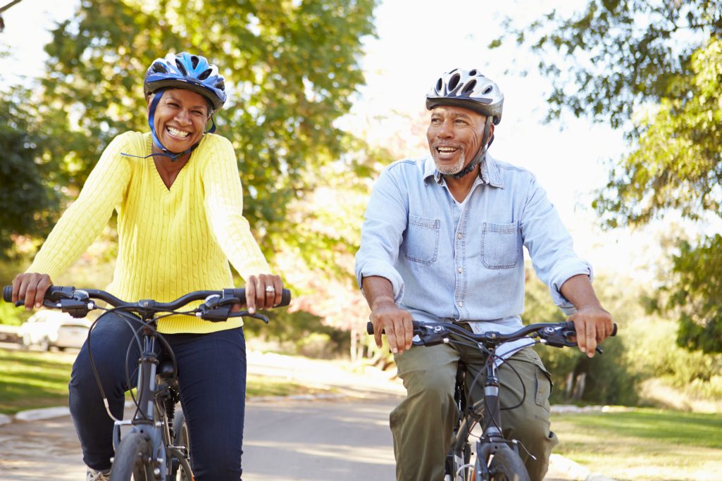 Walking or Biking Exercise Couple on Silver Comet Trail © stockbroker