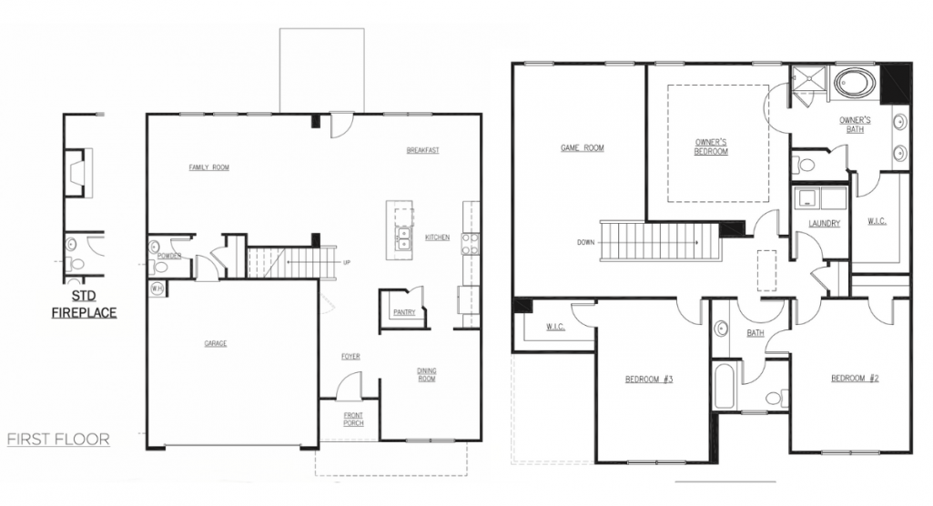 Two Story Floor Plan in Oakleigh Pointe