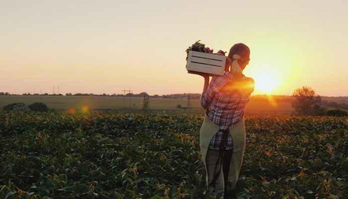 Woman walking in farm land StockMediaSeller© Shutterstock