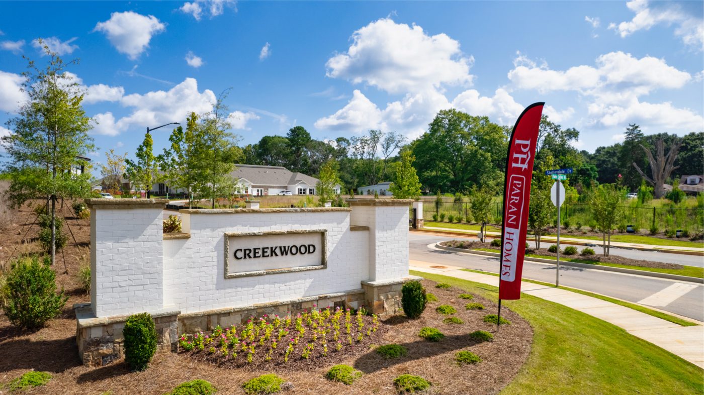 Creekwood community sign by Paran Homes